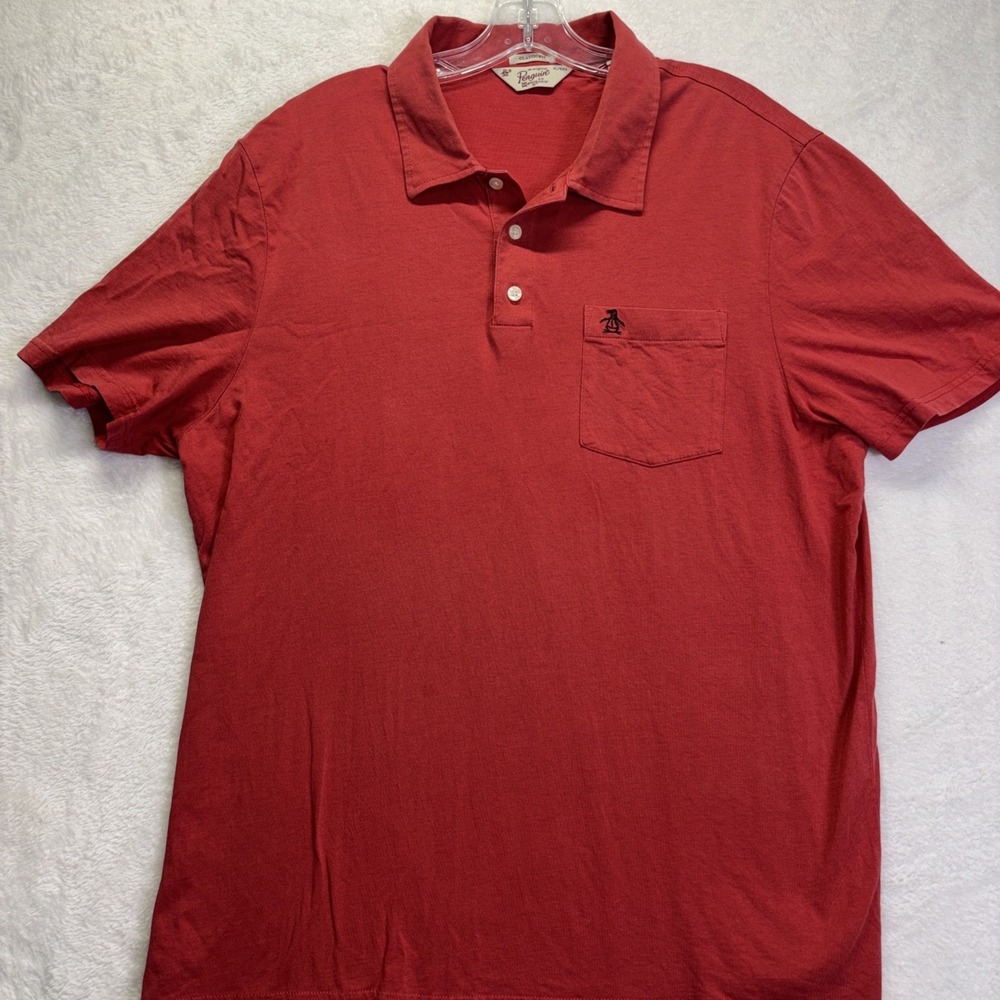 Original Penguin Men's Classic Fit Red Short Sleeve Polo Shirt Size XL